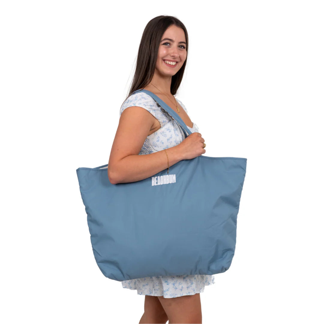 BEACH BUM RECYCLED REVERSIBLE TOTE BAG - SEA BLUE
