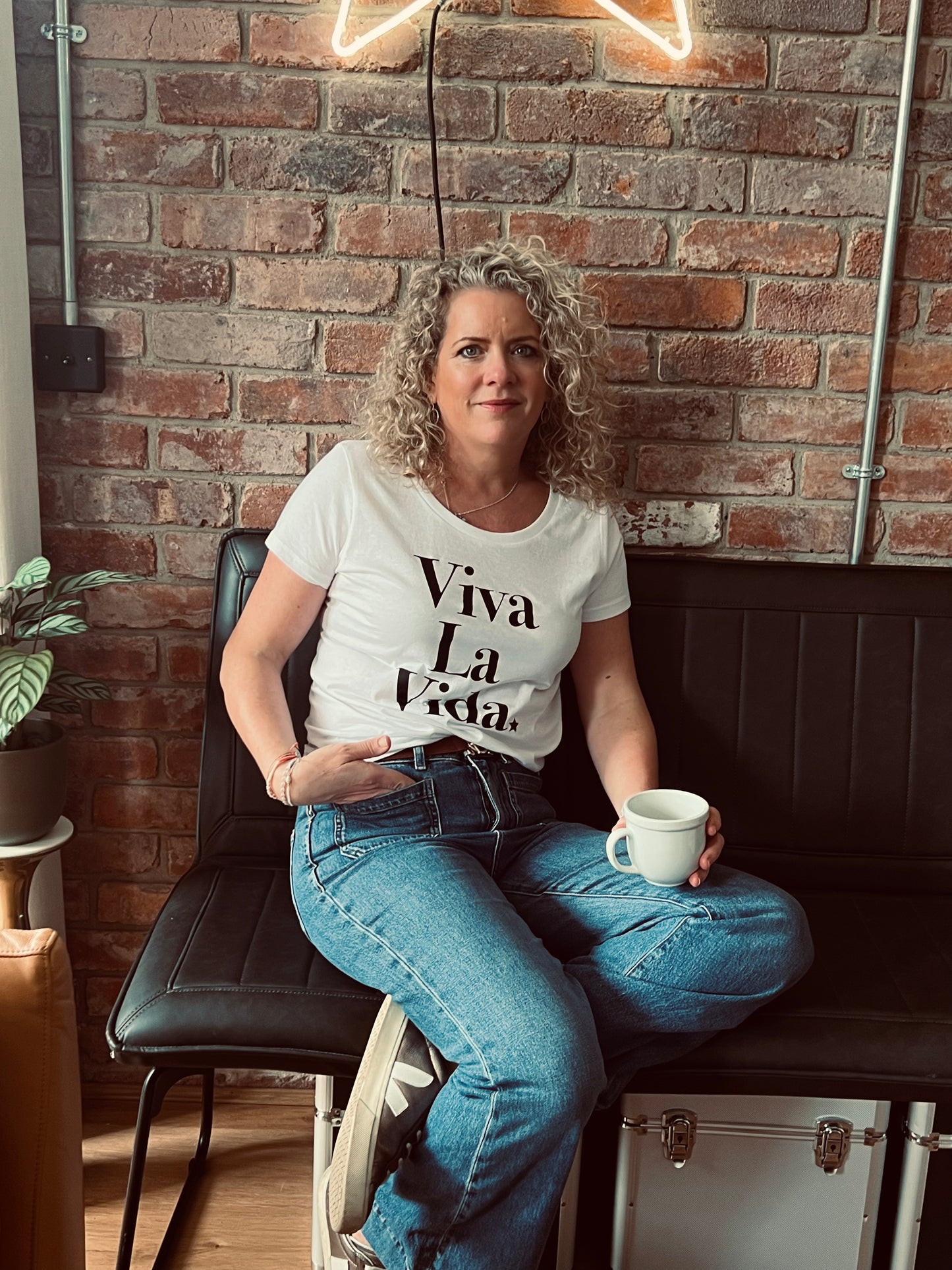 Viva La Vida Slogan Organic Cotton Short Sleeve Tee - White