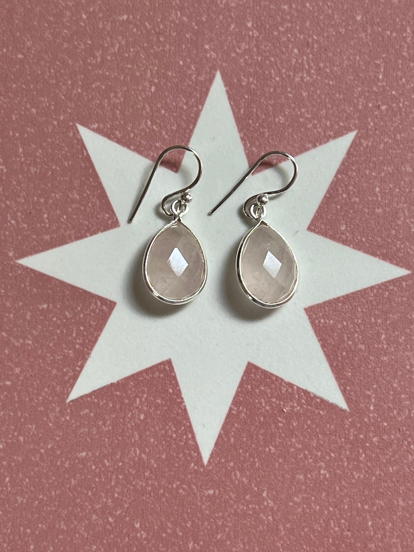 HELL YEAH SOFT ROSE AND SILVER TEAR DROP EARRINGS