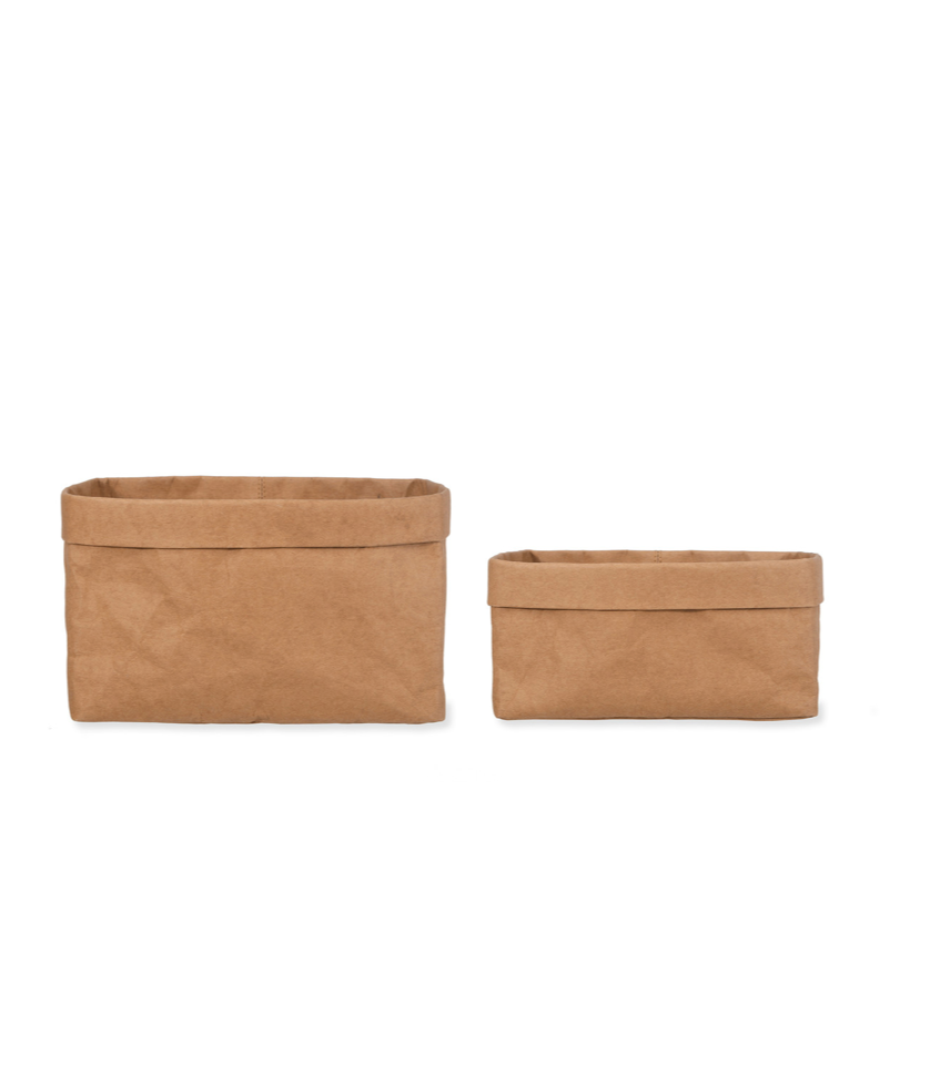 SET OF 2 KRAFT STORAGE BAGS - SQUARE