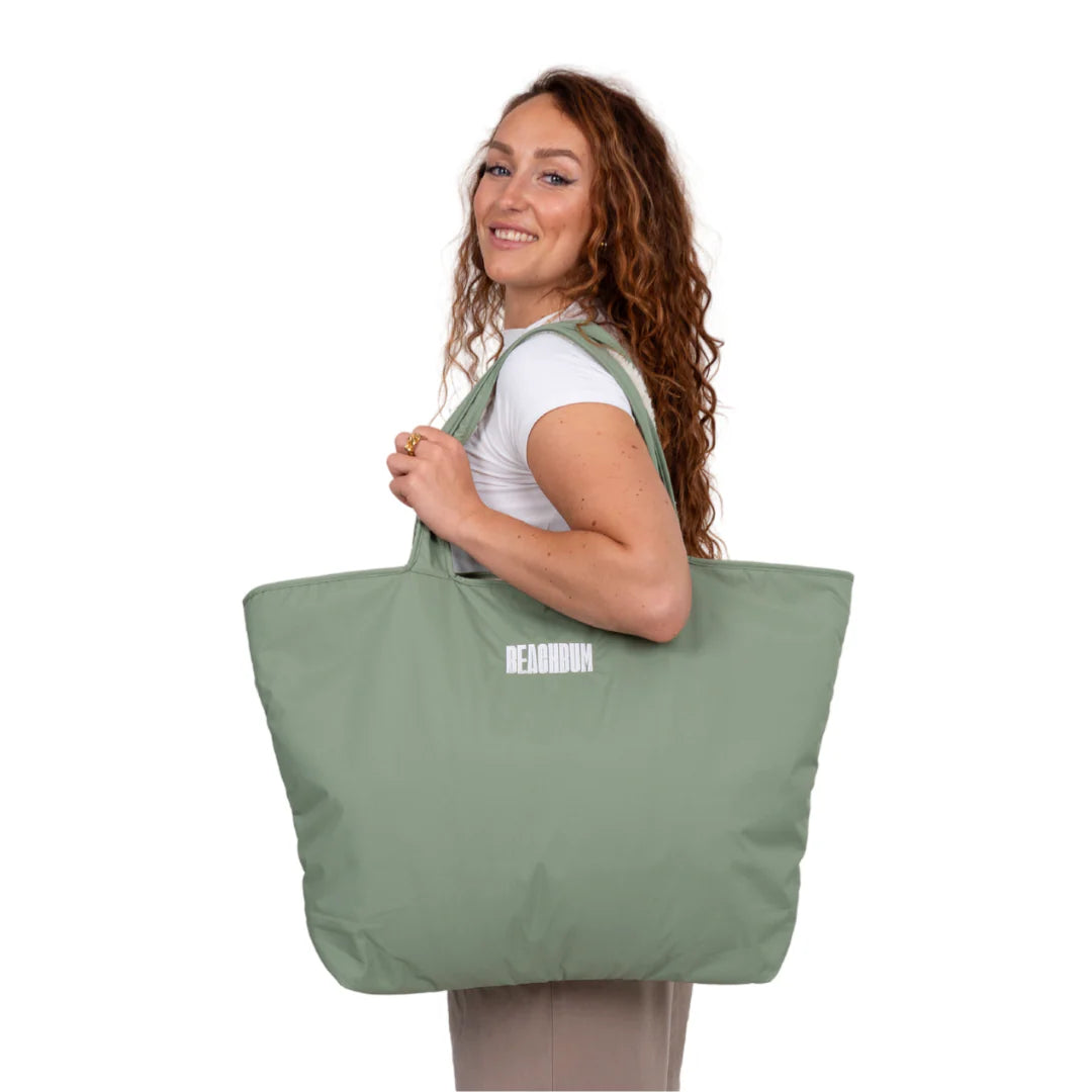 BEACH BUM RECYCLED REVERSIBLE TOTE BAG - MINT GREEN