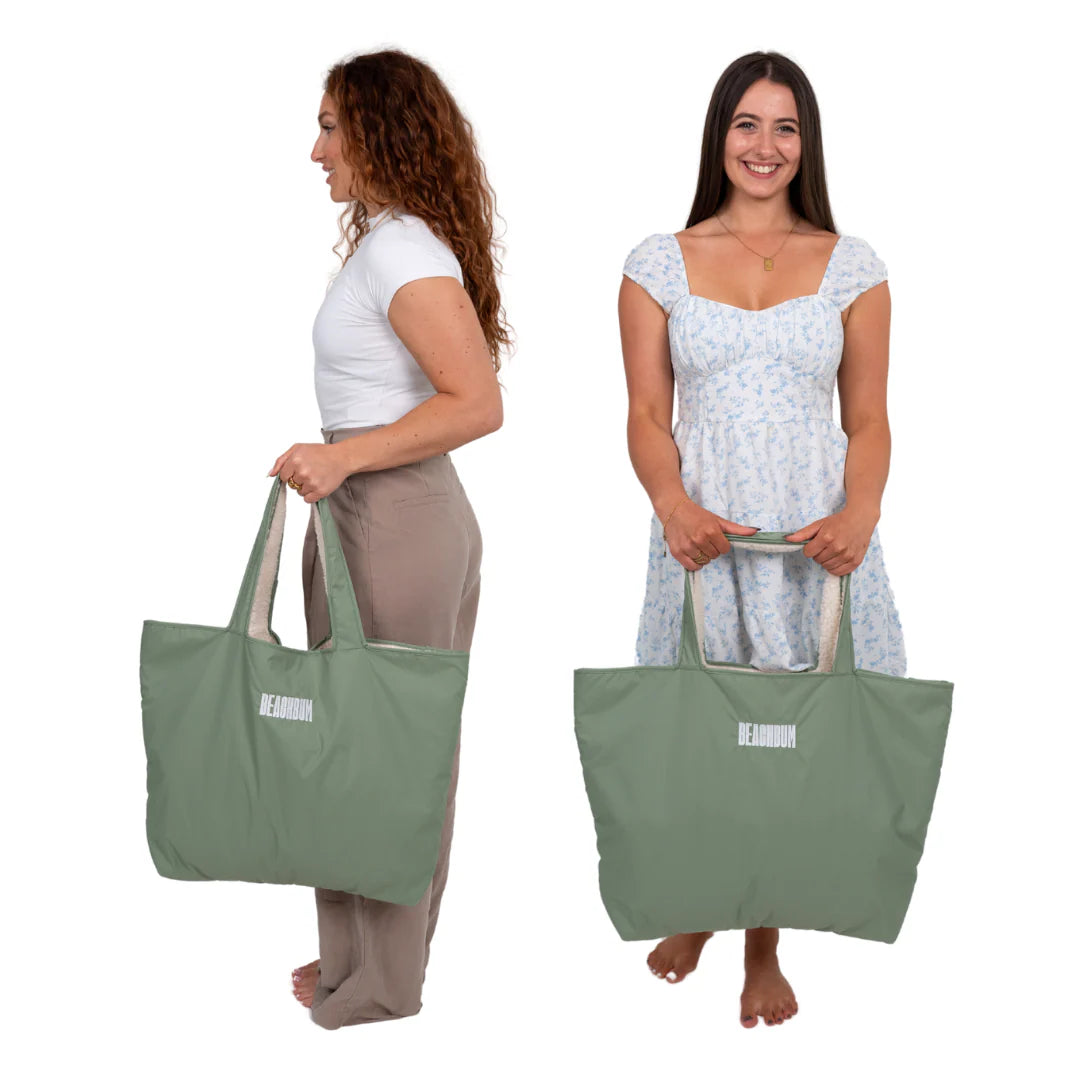 BEACH BUM RECYCLED REVERSIBLE TOTE BAG - MINT GREEN