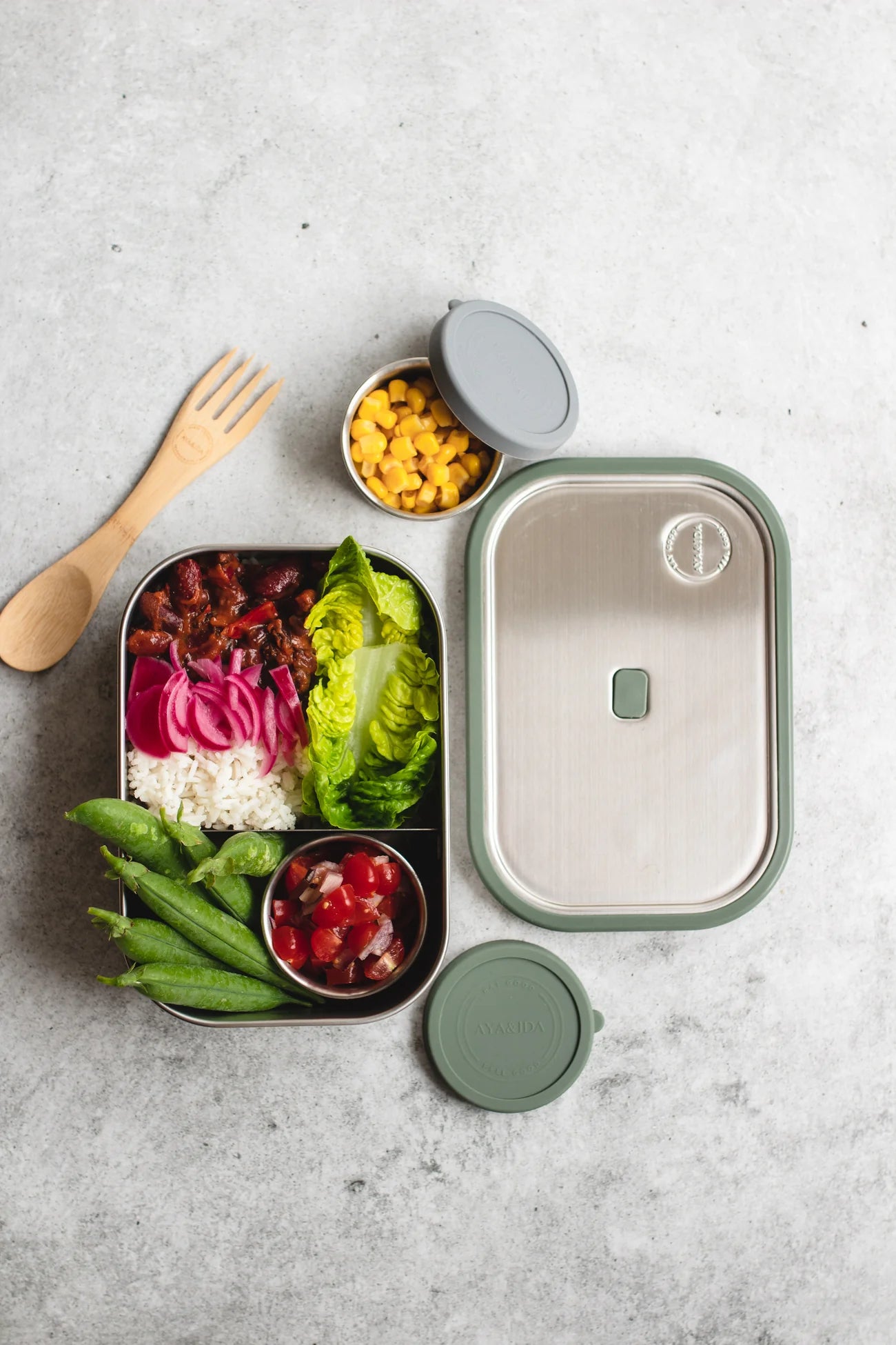 AYA&IDA Lunch Box - Tropical Green - 1000ML