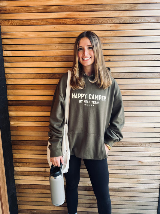 HAPPY CAMPER  KHAKI  OVERSIZED HOODY