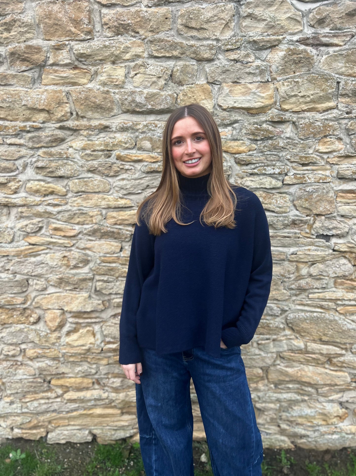 TURTLE KNECK KNITED NAVY LS KNITTED JUMPER