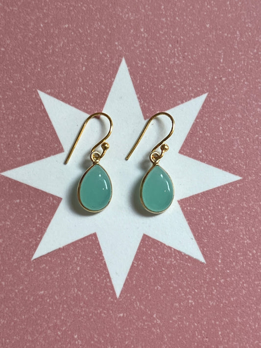 HELL YEAH AQUA AND GOLD TEAR DROP EARRINGS