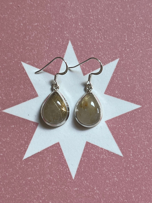HELL YEAH PEBBLE AND SILVER TEAR DROP EARRINGS