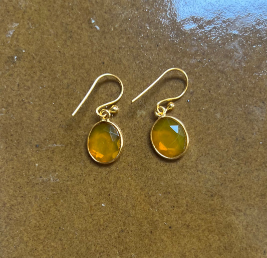 HELL YEAH AMBER AND GOLD OVAL EARRINGS