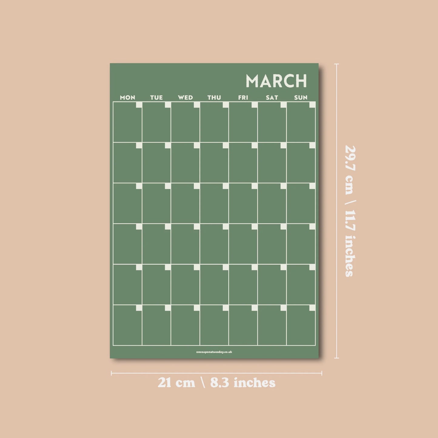 A4 Monthly Undated Wall Planner | 12 Pages | Muted