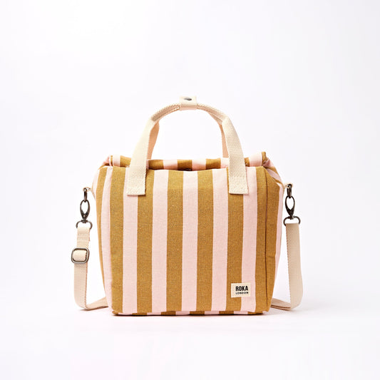 ROKA HAMPSTEAD LUNCH BAG IN ROSE GOLD STRIPE