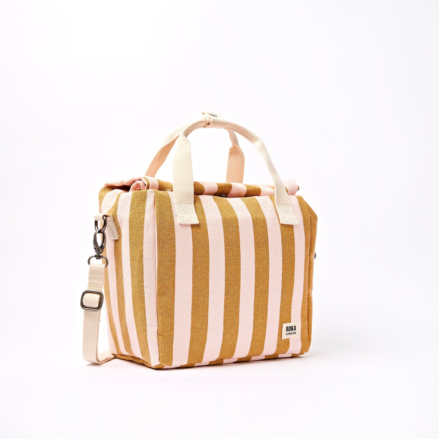 ROKA HAMPSTEAD LUNCH BAG IN ROSE GOLD STRIPE