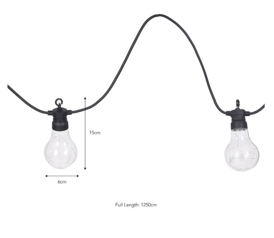 SOLAR FESTOON CLASSIC LIGHTS - 20 BULBS