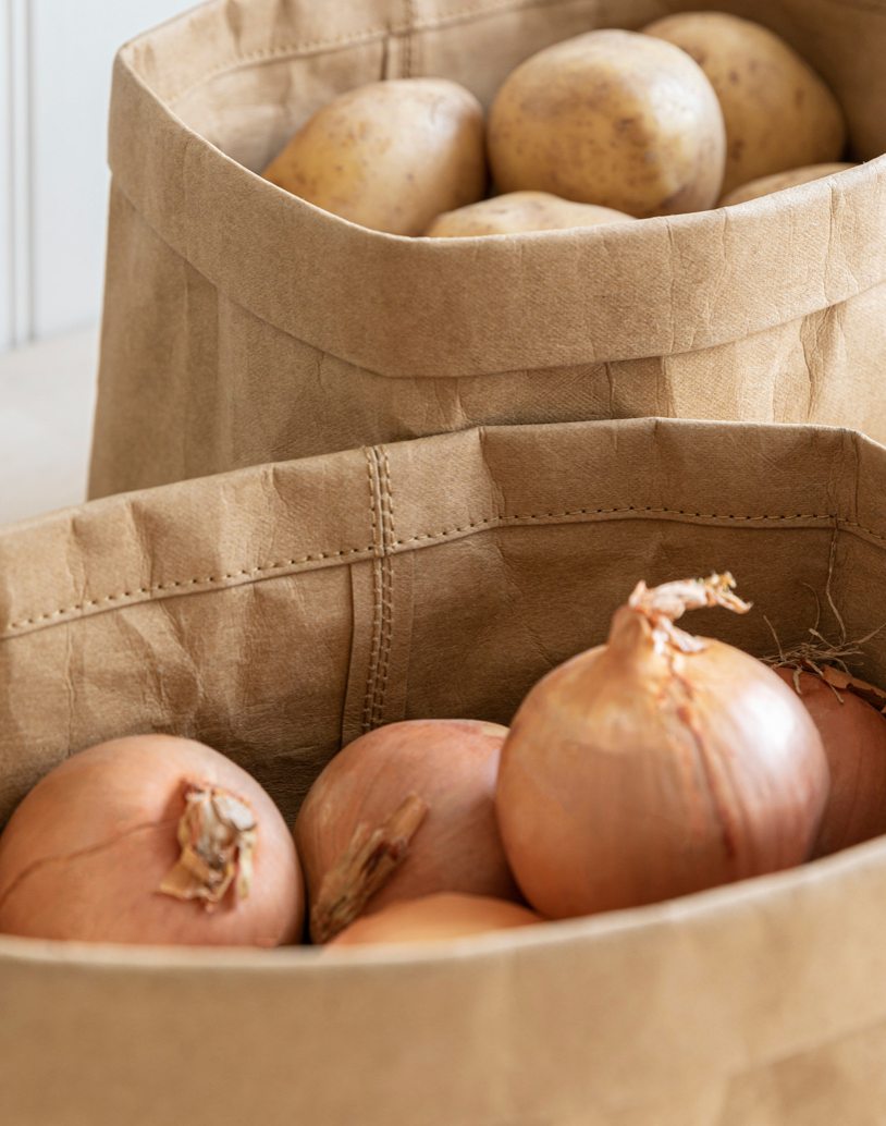 SET OF 2 KRAFT STORAGE BAGS - SQUARE