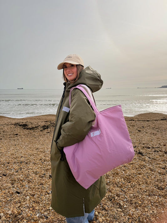 BEACH BUM RECYCLED REVERSIBLE TOTE BAG - LILAC