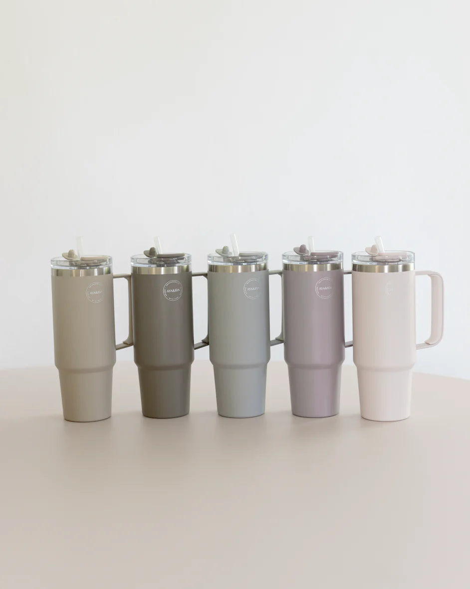 AYA&IDA Thermo Cup with Straw - Cream Beige - 885ML