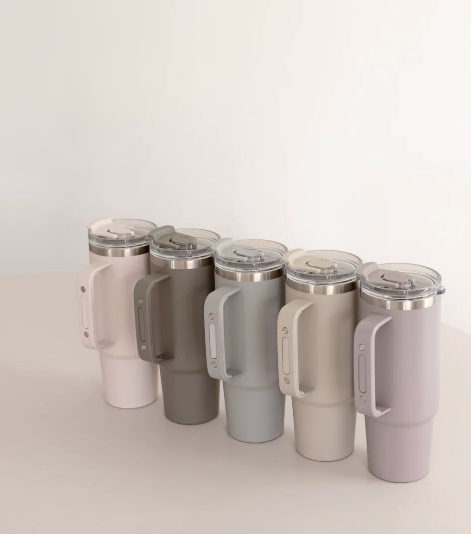 AYA&IDA Thermo Cup with Straw - Cream Beige - 885ML