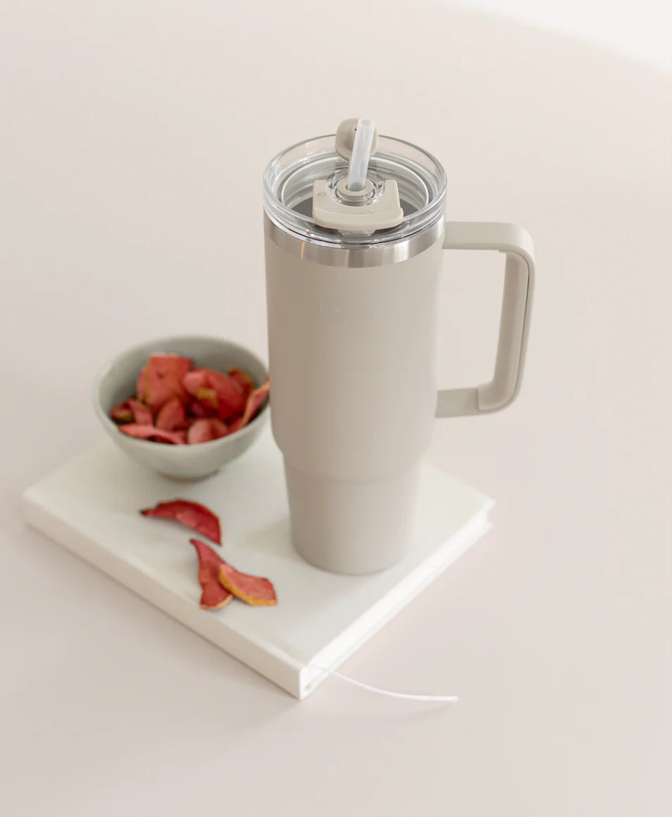 AYA&IDA Thermo Cup with Straw - Cream Beige - 885ML