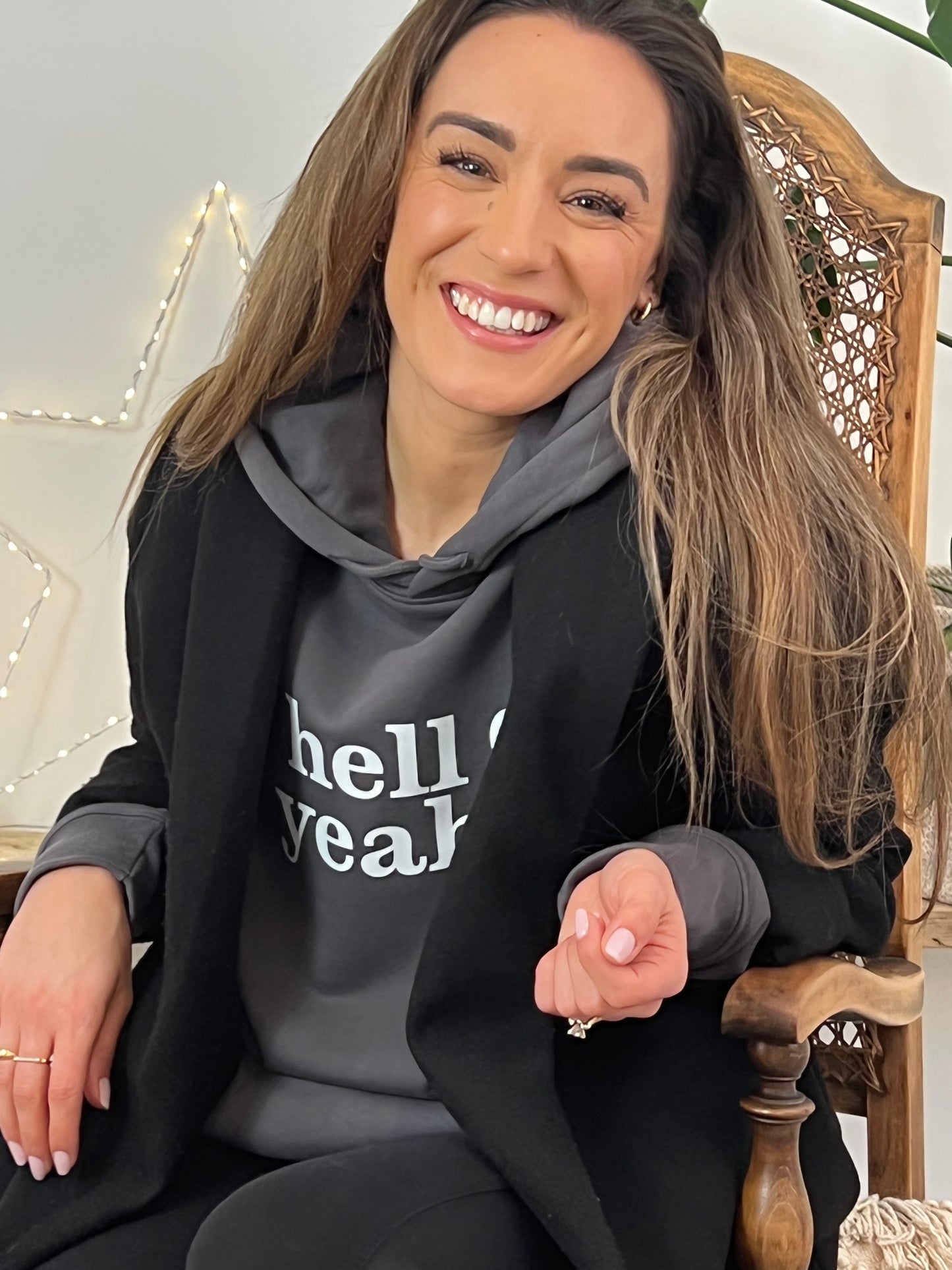 Hell Yeah Slogan Organic Cotton Hoody - Grey